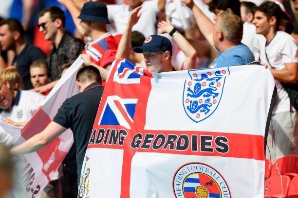 Supporters of England are seen after the UEFA Euro 2020 Championship Group D match between England and Croatia at Wembley Stadium on June 13, 2021 in...