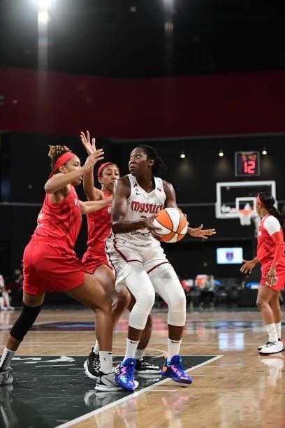 Tina Charles of the Washington Mystics looks to shoot against the Atlanta Dream on June 13, 2021 at Gateway Center Arena in College Park, Georgia....