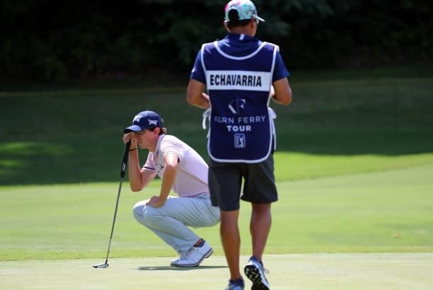 Nicolas Echavarria of Columbia lines up a put on the eighth hole during the final round of the BMW Charity Pro-Am presented by Synnex Corporation at...