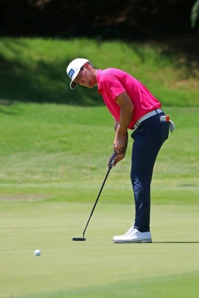 Mito Pereira of Chile putts for birdie on the second hole during the final round of the BMW Charity Pro-Am presented by Synnex Corporation at the...
