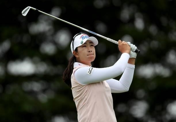 Lim Kim of South Korea hits a shot on the 3rd hole during the final round of the LPGA Mediheal Championship at Lake Merced Golf Club on June 13, 2021...