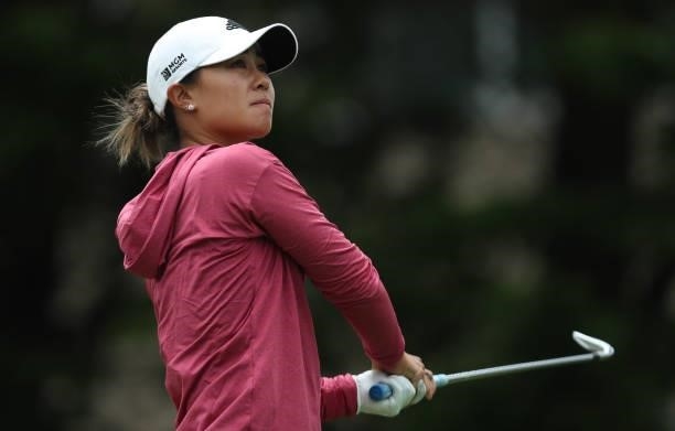 Danielle Kang of the United States hits a shot on the 3rd hole hole during the final round of the LPGA Mediheal Championship at Lake Merced Golf Club...