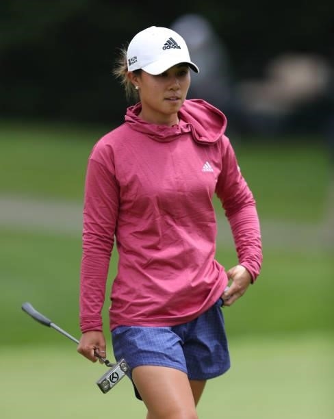 Danielle Kang of the United States putts on the second hole hole during the final round of the LPGA Mediheal Championship at Lake Merced Golf Club on...