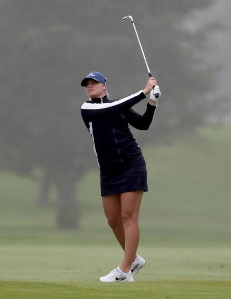 Matilda Castren of Finland hits a shot on the 10th hole during the final round of the LPGA Mediheal Championship at Lake Merced Golf Club on June 13,...