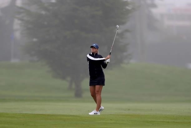 Matilda Castren of Finland hits a shot on the 10th hole during the final round of the LPGA Mediheal Championship at Lake Merced Golf Club on June 13,...