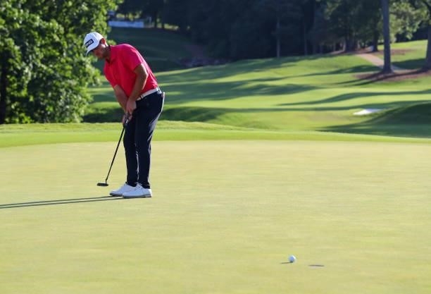 Mito Pereira of Chile putts for birdie on the 18th hole during the final round of the BMW Charity Pro-Am presented by Synnex Corporation at the...