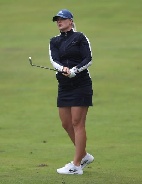 Matilda Castren of Finland hits a shot on the 13th hole during the final round of the LPGA Mediheal Championship at Lake Merced Golf Club on June 13,...