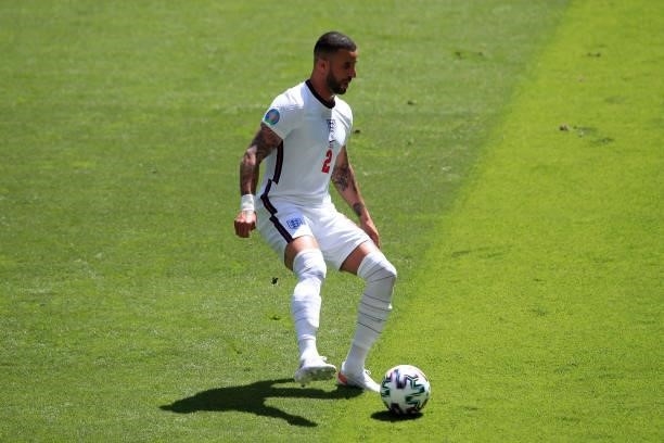 Kyle Walker of England during the UEFA Euro 2020 Championship Group D match between England and Croatia on June 13, 2021 in London, United Kingdom.