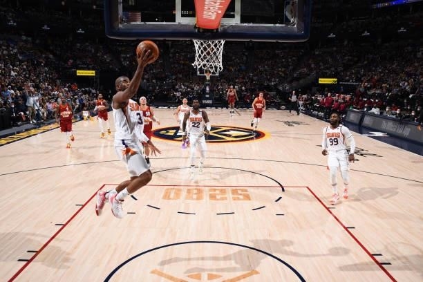 Chris Paul of the Phoenix Suns shoots the ball during the game against the Denver Nuggets during Round 2, Game 4 of the 2021 NBA Playoffs on June 13,...