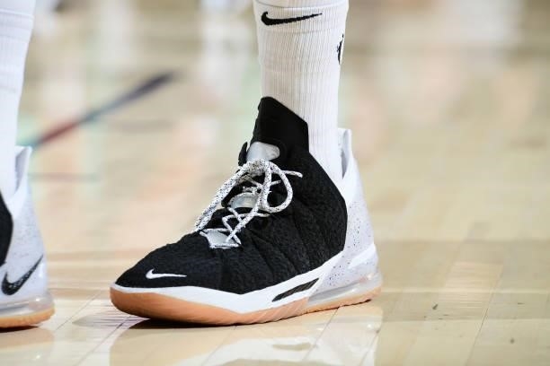 The sneakers worn by Brittney Griner of the Phoenix Mercury during the game against the New York Liberty on June 13, 2021 at Phoenix Suns Arena in...