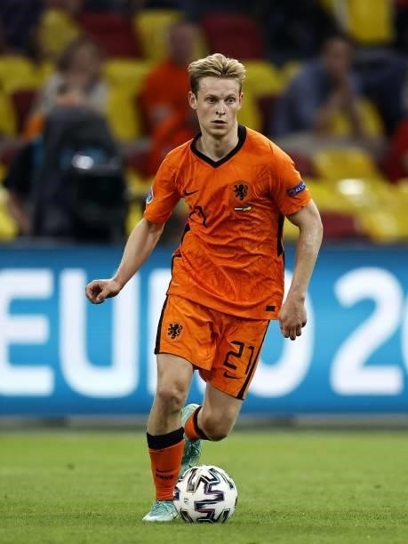 Frenkie de Jong of Holland during the UEFA EURO 2020 Group C match between the Netherlands and Ukraine at the Johan Cruijff ArenA on June 13, 2021 in...