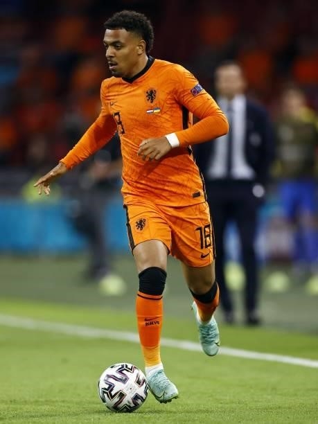 Donyell Malen of Holland during the UEFA EURO 2020 Group C match between the Netherlands and Ukraine at the Johan Cruijff ArenA on June 13, 2021 in...