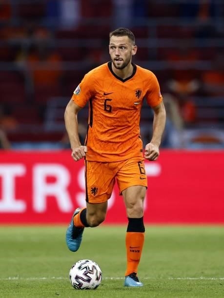 Stefan de Vrij of Holland during the UEFA EURO 2020 Group C match between the Netherlands and Ukraine at the Johan Cruijff ArenA on June 13, 2021 in...