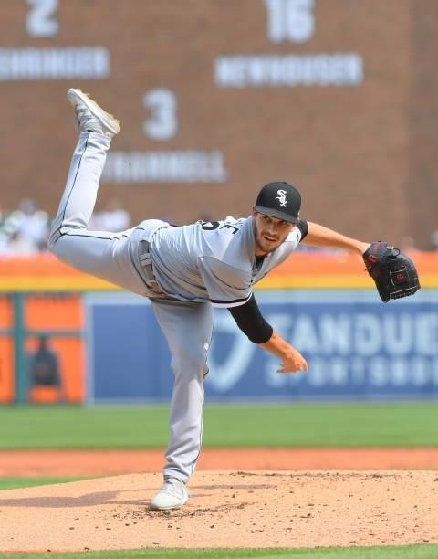 Dylan Cease of the Chicago White Sox pitches during the game against the Detroit Tigers at Comerica Park on June 12, 2021 in Detroit, Michigan. The...