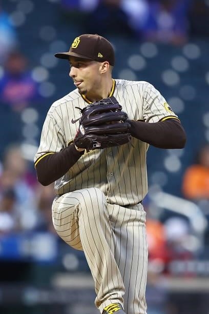 Blake Snell of the San Diego Padres in action against the New York Mets at Citi Field on June 11, 2021 in New York City. New York Mets defeated the...