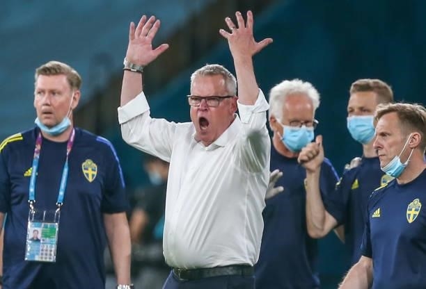 June 2021, Spain, Sevilla: Football: European Championship Group E, Spain - Sweden: Sweden's coach Jan Andersson reacts on the sidelines. Important:...
