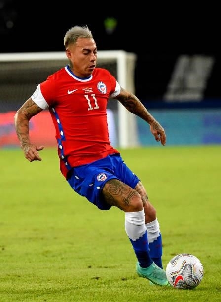 Eduardo Vargas of Chile in action ,during the match between Argentina and Chile as part of Conmebol Copa America Brazil 2021 at Estadio Olímpico...