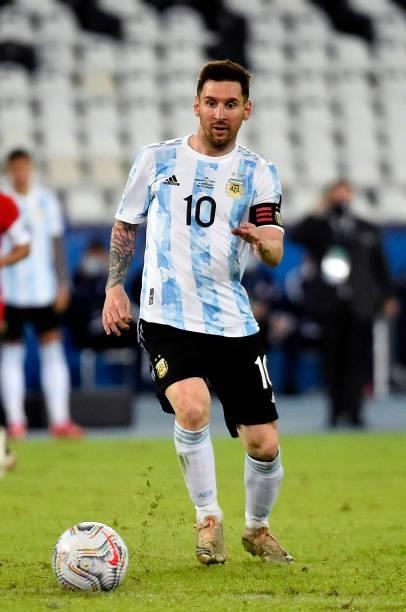 Lionel Messi of Argentina in action ,during the match between Argentina and Chile as part of Conmebol Copa America Brazil 2021 at Estadio Olímpico...