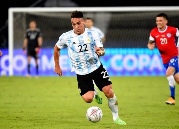 Lautaro Martinez of Argentina in action during the match between Argentina and Chile as part of Conmebol Copa America Brazil 2021 at Estadio Olímpico...