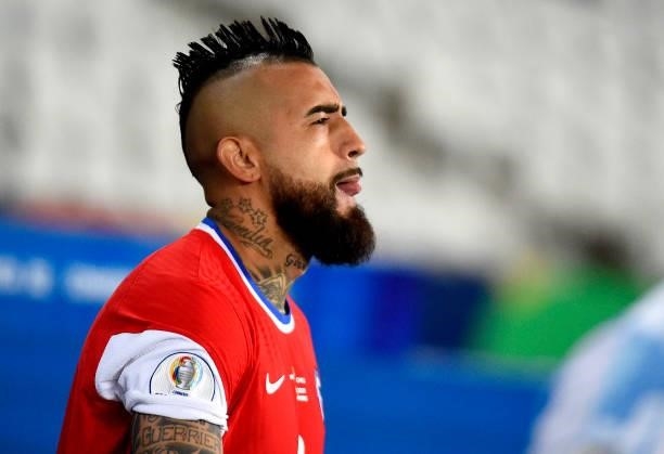 Arturo Vidal of Chile in action ,during the match between Argentina and Chile as part of Conmebol Copa America Brazil 2021 at Estadio Olímpico Nilton...