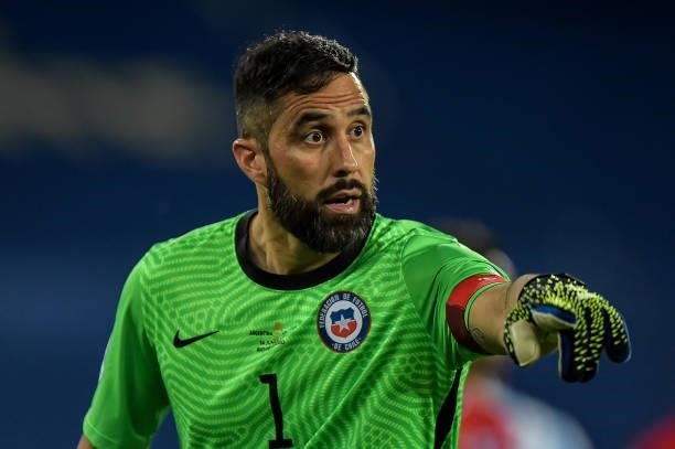 Bravo player from Chile during a match against Argentina at the Engenhão stadium, for the Copa America 2021, on June 14, 2021 in Rio de Janeiro,...