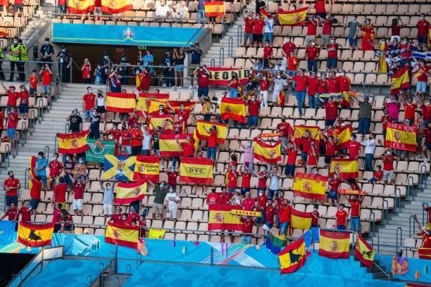 Spanish supporters during the match between Spain and Sweden, corresponding to the Euro 2020, Group E, played at the La Cartuja Stadium, on 14th june...