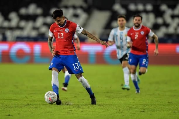 Pulgar player from Chile during a match against Argentina at the Engenhão stadium, for the Copa America 2021, on June 14, 2021 in Rio de Janeiro,...