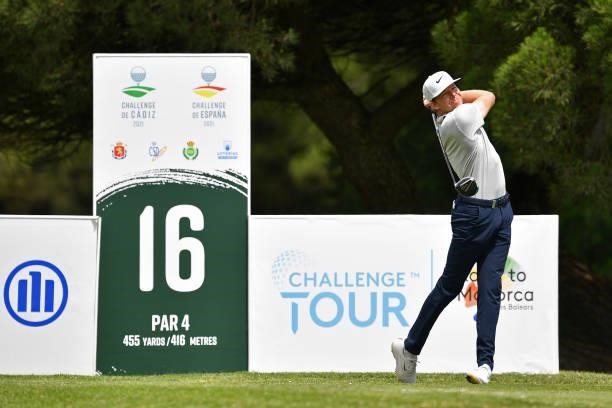 Alexander Knappe of Germany tees off on the sixteen hole during Day One of the Challenge de Espana at Iberostar Real Club de Golf Novo Sancti Petri...