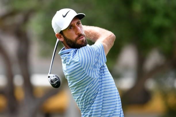 Romain Wattel of France tees off on the tenth hole during Day One of the Challenge de Espana at Iberostar Real Club de Golf Novo Sancti Petri on June...