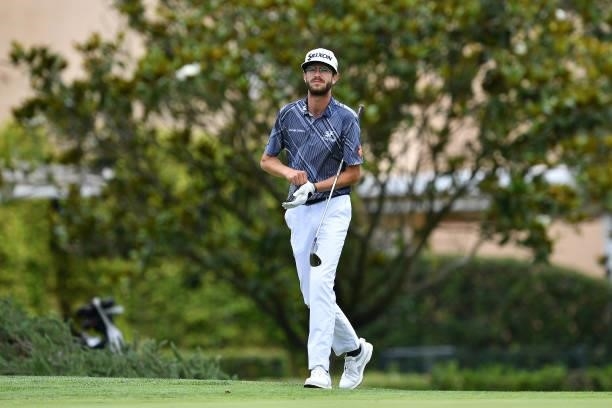 Lucas Vacarisas of Spain before plays his third shot on the eighth hole during Day One of the Challenge de Espana at Iberostar Real Club de Golf Novo...
