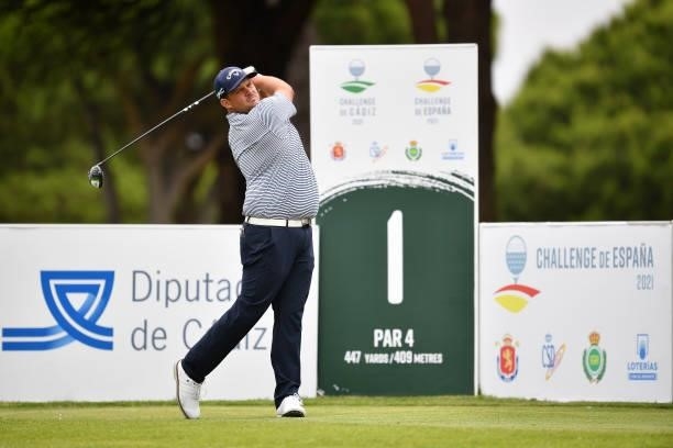 Ritchie of South Africa tees off on the first hole during Day One of the Challenge de Espana at Iberostar Real Club de Golf Novo Sancti Petri on June...