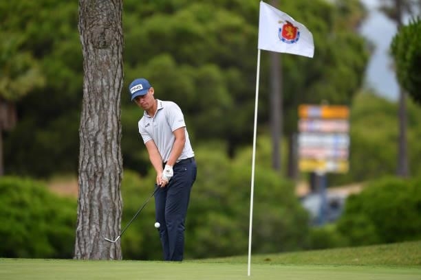 Anton Karlsson of Sweden plays his fourth shot on the eigth hole during Day One of the Challenge de Espana at Iberostar Real Club de Golf Novo Sancti...