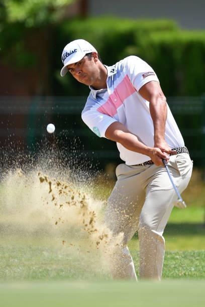 Dimitrios Papadatos of Australia plays his second shot on the fourth hole during Day One of the Challenge de Espana at Iberostar Real Club de Golf...