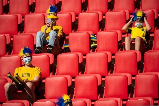 Fans of Sweden during the Women's International Friendly match between Sweden and Australia at Guldfageln Arena on June 15, 2021 in Kalmar, Sweden.