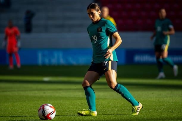 Kyra Cooney-Cross of Australia during the Women's International Friendly match between Sweden and Australia at Guldfageln Arena on June 15, 2021 in...