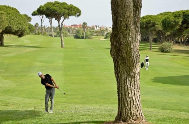 Jens Fahrbring of Sweden plays his third shot on the eigth hole during Day One of the Challenge de Espana at Iberostar Real Club de Golf Novo Sancti...
