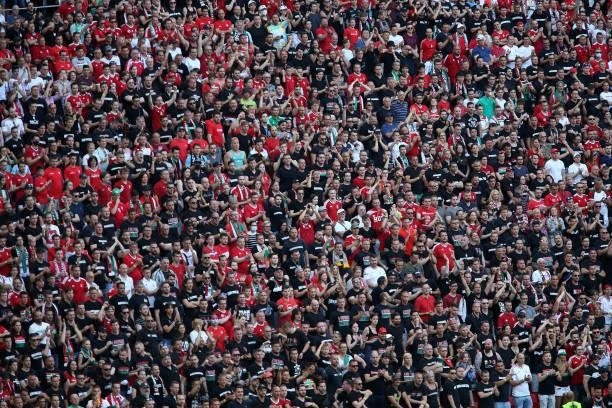 Packed crowd during the UEFA Euro 2020 Championship Group F match between Hungary and Portugal on June 15, 2021 in Budapest, Hungary.