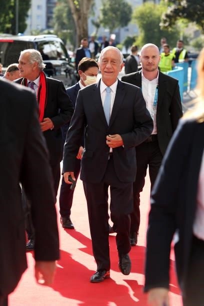 Marcelo Rebelo de Sousa, President of Portugal, arrives at the Puskás Aréna ahead of the UEFA Euro 2020 Championship Group F match between Hungary...