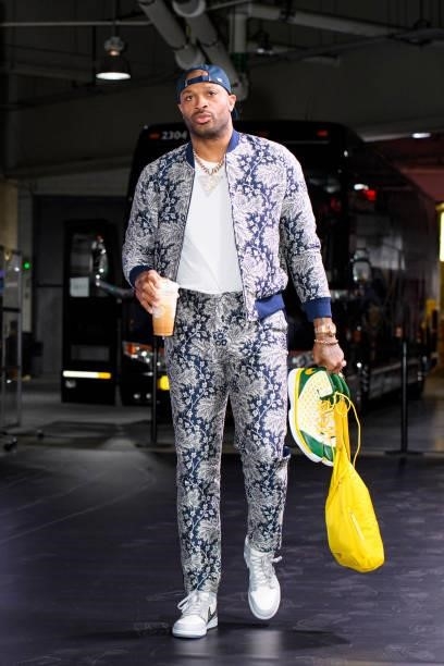 Tucker of the Milwaukee Bucks arrives to the arena prior to the game against the Brooklyn Nets during Round 2, Game 5 of the 2021 NBA Playoffs on...