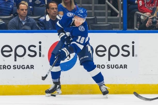 Ondrej Palat of the Tampa Bay Lightning skates against the New York Islanders during the first period in Game Two of the Stanley Cup Semifinals of...