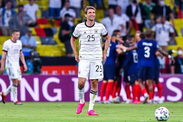 Thomas MULLER of Germany looks dejeted during the UEFA European Championship football match between France and Allemagne at Allianz Arena on June 15,...
