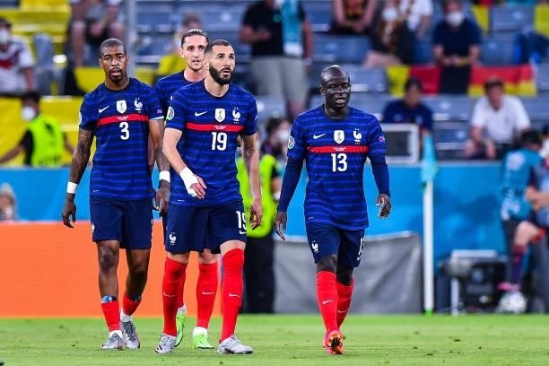 Presnel KIMPEMBE of France, Adrien RABIOT of France, Karim BENZEMA of France and N'Golo KANTE of France during the UEFA European Championship...