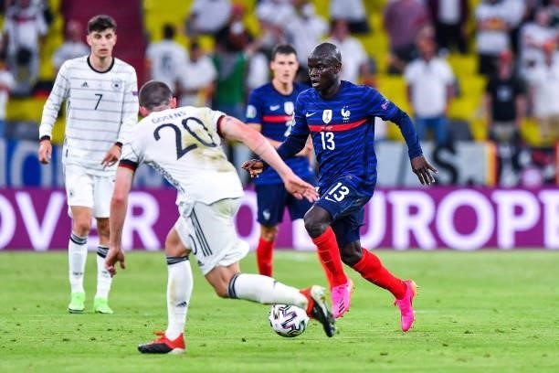 Robin GOSENS of Germany and N'Golo KANTE of France during the UEFA European Championship football match between France and Allemagne at Allianz Arena...