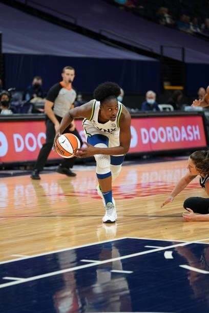 Napheesa Collier of the Minnesota Lynx steals the ball against the Chicago Sky on June 15, 2021 at Target Center in Minneapolis, Minnesota. NOTE TO...
