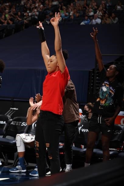 Aerial Powers of the Minnesota Lynx celebrates during the game against the Chicago Sky on June 15, 2021 at Target Center in Minneapolis, Minnesota....
