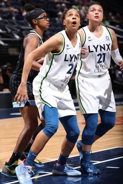 Cierra Burdick of the Minnesota Lynx plays defense during the game against the Chicago Sky on June 15, 2021 at Target Center in Minneapolis,...