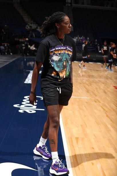 Rennia Davis of the Minnesota Lynx looks on during the game against the Chicago Sky on June 15, 2021 at Target Center in Minneapolis, Minnesota. NOTE...