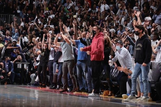 Fans cheer during Round 2, Game 5 of the 2021 NBA Playoffs on June 15, 2021 at Barclays Center in Brooklyn, New York. NOTE TO USER: User expressly...