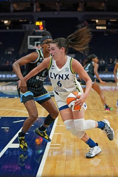 Bridget Carleton of the Minnesota Lynx drives to the basket against the Chicago Sky on June 15, 2021 at Target Center in Minneapolis, Minnesota. NOTE...