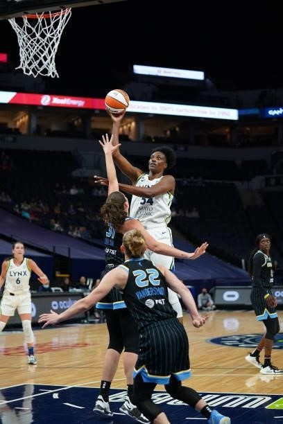 Sylvia Fowles of the Minnesota Lynx shoots the ball against the Chicago Sky on June 15, 2021 at Target Center in Minneapolis, Minnesota. NOTE TO...